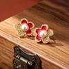 Damen Ohrringe Leichtes Luxusdesign Elegante Imitationsperlen-Blumenohrringe Modische und vielseitige Nischendesign-Ohrringe