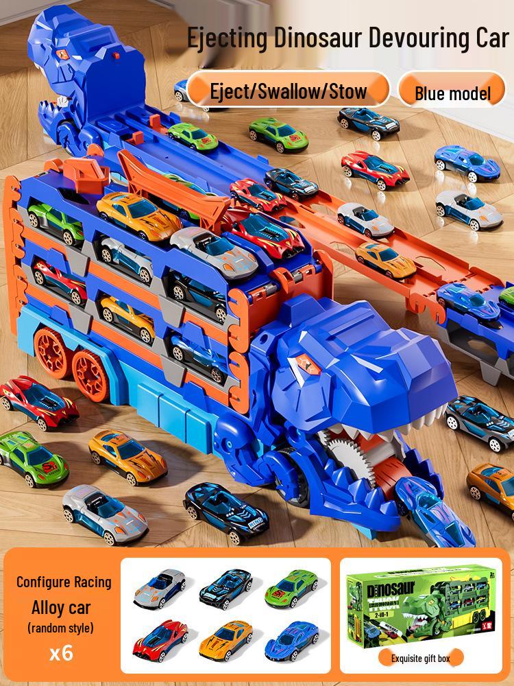 3-in-1 Transforming Dinosaur Toy Car Set for Kids Aged 3-5 with Mini Car Storage