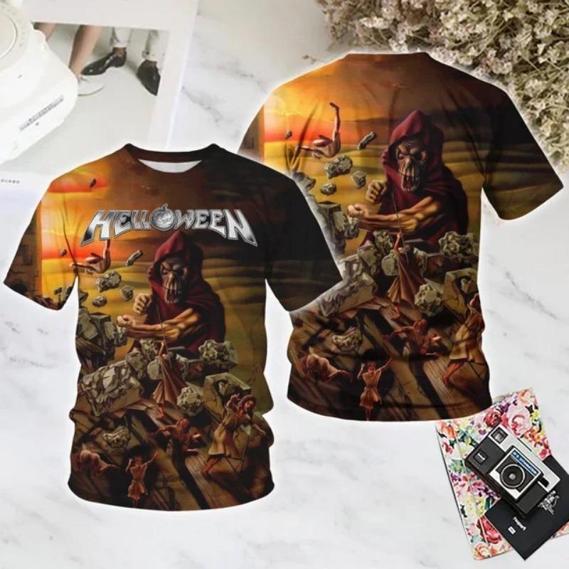 Rock Halloween Band Hip-hop Music 3D Print Sport Quick-dry Breathable Men Tshirt Party Street Punk Y2K Parent-child Short Sleeve