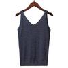 Women's Tank Top With Knitted Sequins Sexy Sleeveless V Neck Tank Top T-Shirt Casual Sequins Strappy T-Shirt Elegant Blouse