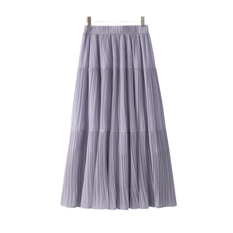2025 Women's Summer Chiffon A-Line Midi Skirt - Slimming, Popular Style