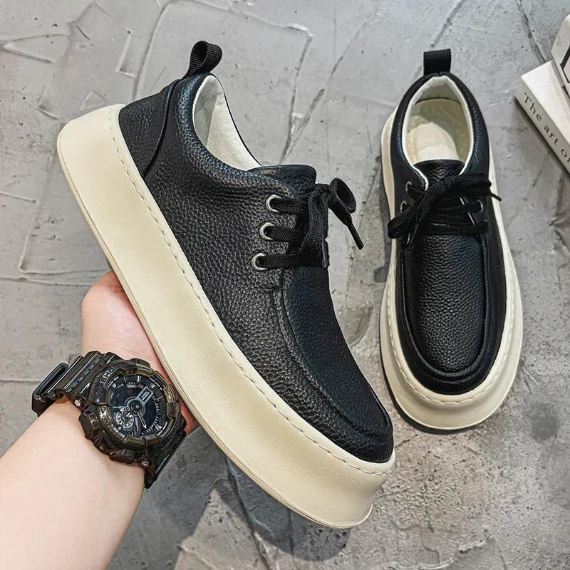 

Модные мужские повседневные туфли высокого качества, обувь для вождения, модные туфли на толстой подошве, маленькие белые туфли, многофункциональные кроссовки, удобные кроссовки 44 чёрный