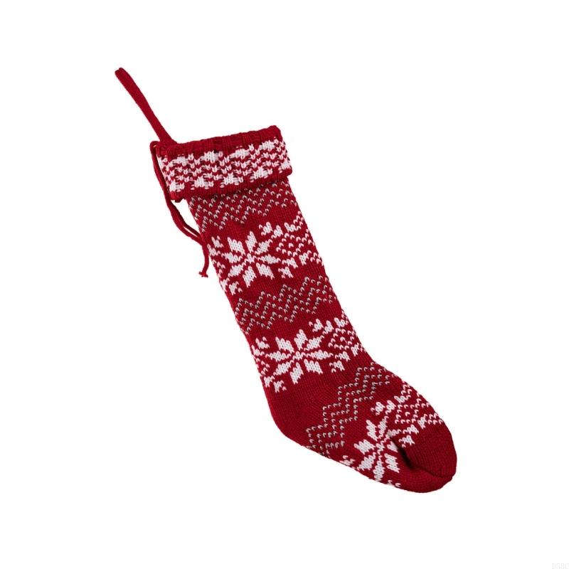 Knit Snowflake Christmas Hanging Socks Christmas Stockings Candy Gift Bag Christmas Decorations For Home Office Part