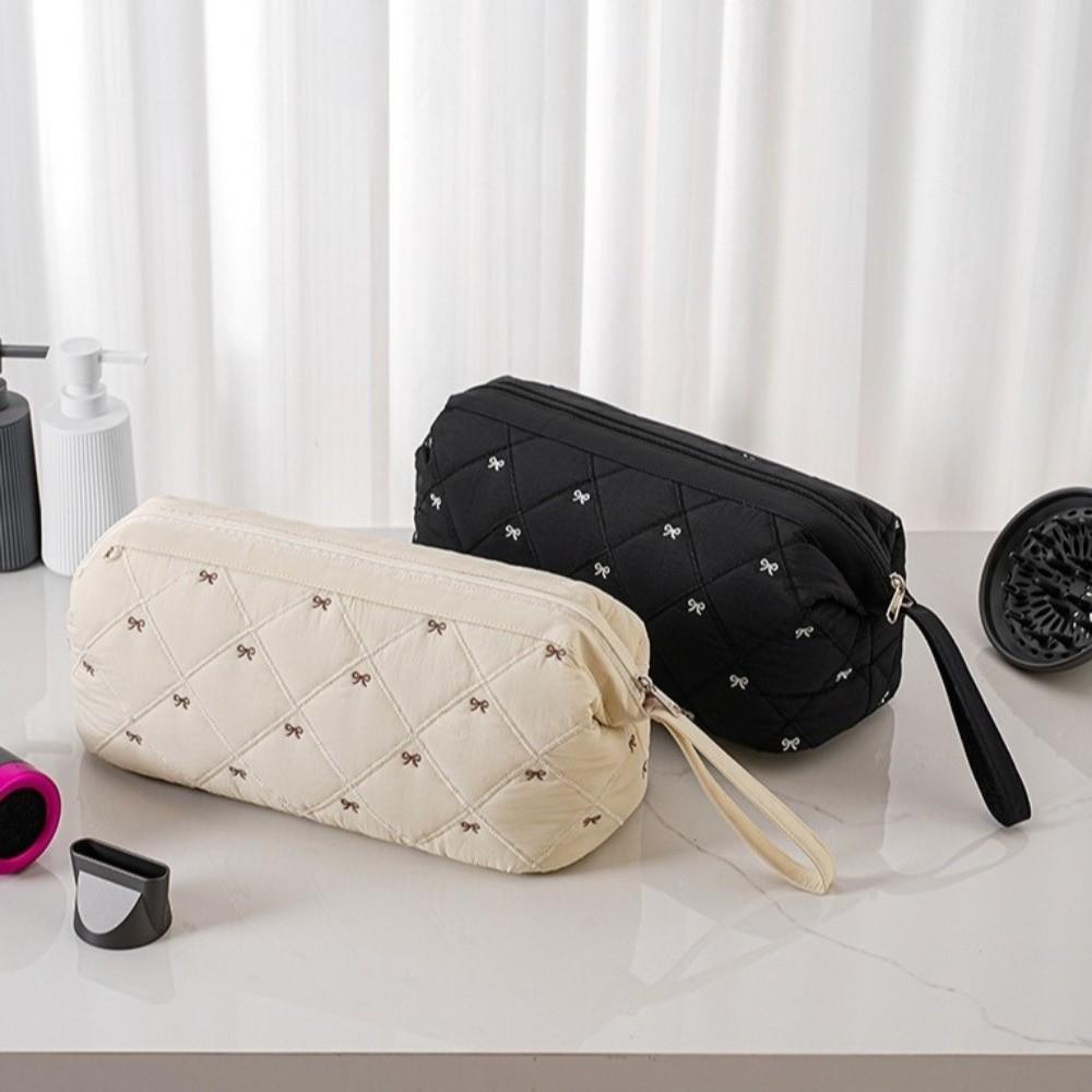 Space Saving Bowknot Hair Dryer Storage Bag Large Capacity Durable Travel Wash Handbag Organizer Dustproof Make Up Bag Home