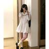 Korean fashion design sense niche navy collar splicing dress female students summer waist thin bud skirt