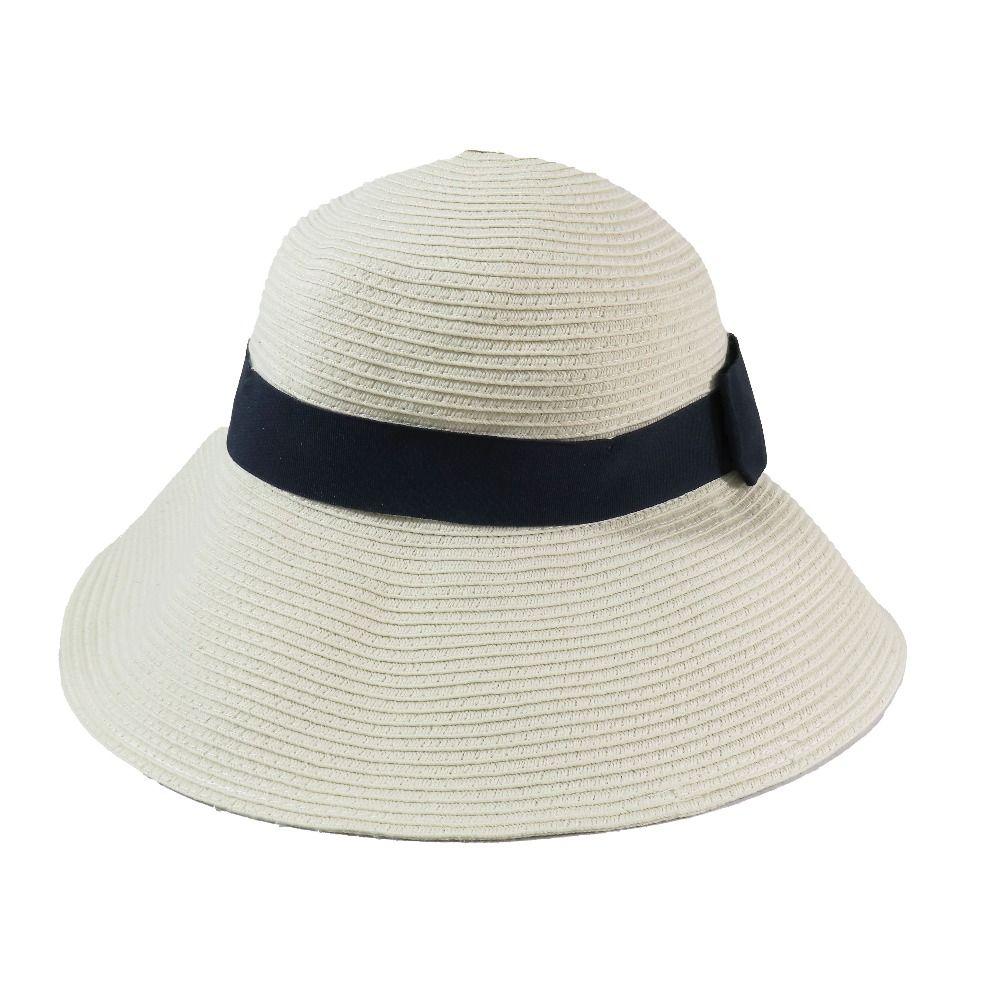 Used Good Condition anySiS Ribbon Straw Hat Hat Wide Brim Hat Off-White Navy Ladies Old Clothes Used USED