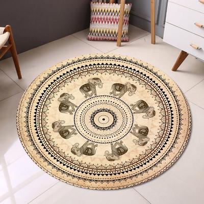 Elephant Mandala Round Rug Non-Slip Soft Carpet Perfect for Bedroom Home Room and Gym Boho Ethnic Vacation Hous Floor Decor Rugs