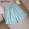 Women's Summer Cotton Linen Casual Shorts with Elastic Waist and Drawstring Comfortable Solid Color Wide Leg Beach Pants