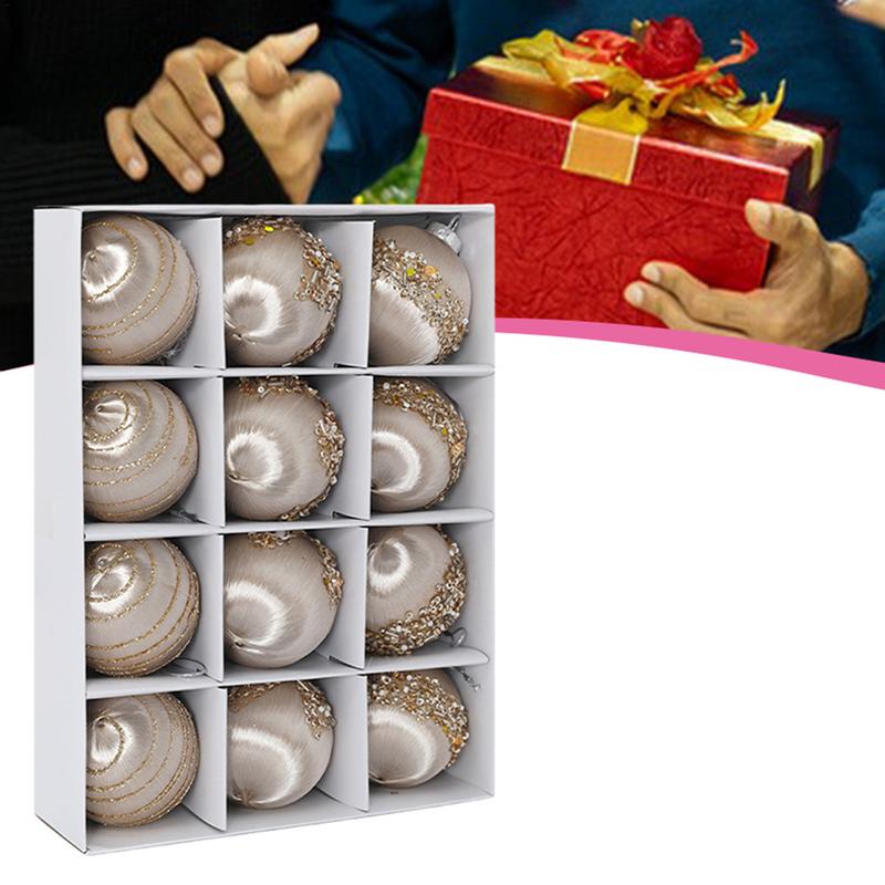 Flocked Christmas Tree Ball Ornaments Velvet Ball Christmas Ball Ornaments 12 Pieces Elegant Soft Christmas Balls For Christmas