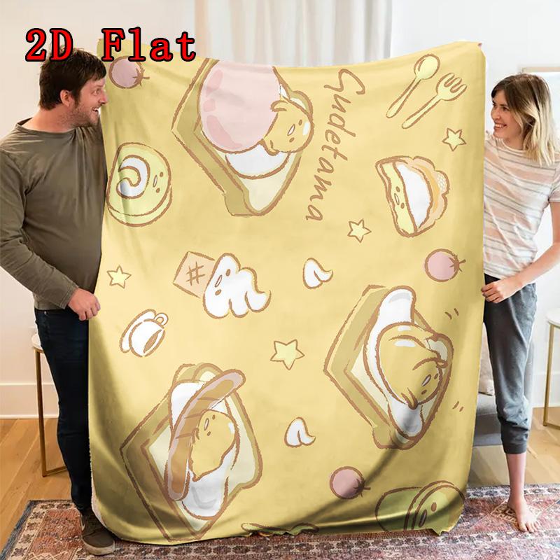 Gudetama 2D Flat Pattern Flannel Blanket High quality All Seasons Warmth and Comfort Perfect for Christmas Gifts.FMT261012377