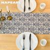 1PC NAPEARL Retro Chinese Blue and White Porcelain Printed Cotton and Linen Table Runner for Dining Table Coffee Table Home Decor
