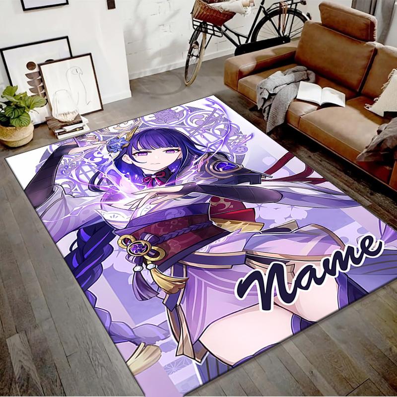 Custom Genshin Impact Mat Personalized Name, Polyester Washable Indoor Entryway Rug, Gift for Christmas, Easter, Thanksgiving Day