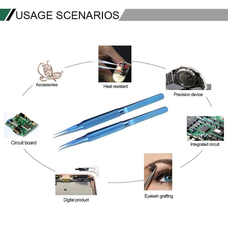 Pensetă de precizie din aliaj de titan, reparare profesională a amprentelor digitale, linie de zburătoare, placă de bază de telefon, forceps electronic antimagnetic
