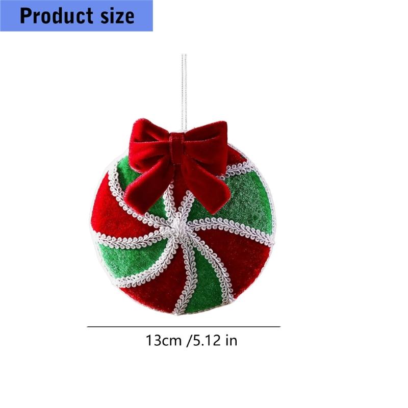 Soft Fabric Bowknot Candy Christmas Ornament with Hanging Loop for Tree Wreaths, Seasonal Displays, and Party Backdrops