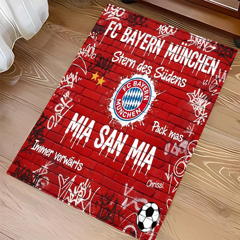 1pc FC Bayern München logo Print Area Rug - Soft,Washable Non-Slip Indoor Mat for Office Chairs,Living Room,Home Office Decorative Rug
