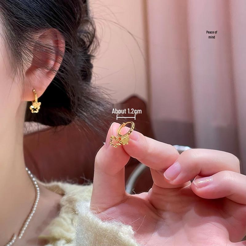 Korean Style Sweet Butterfly Tassel Ear Cuff - Elegant, Versatile Earrings золотой