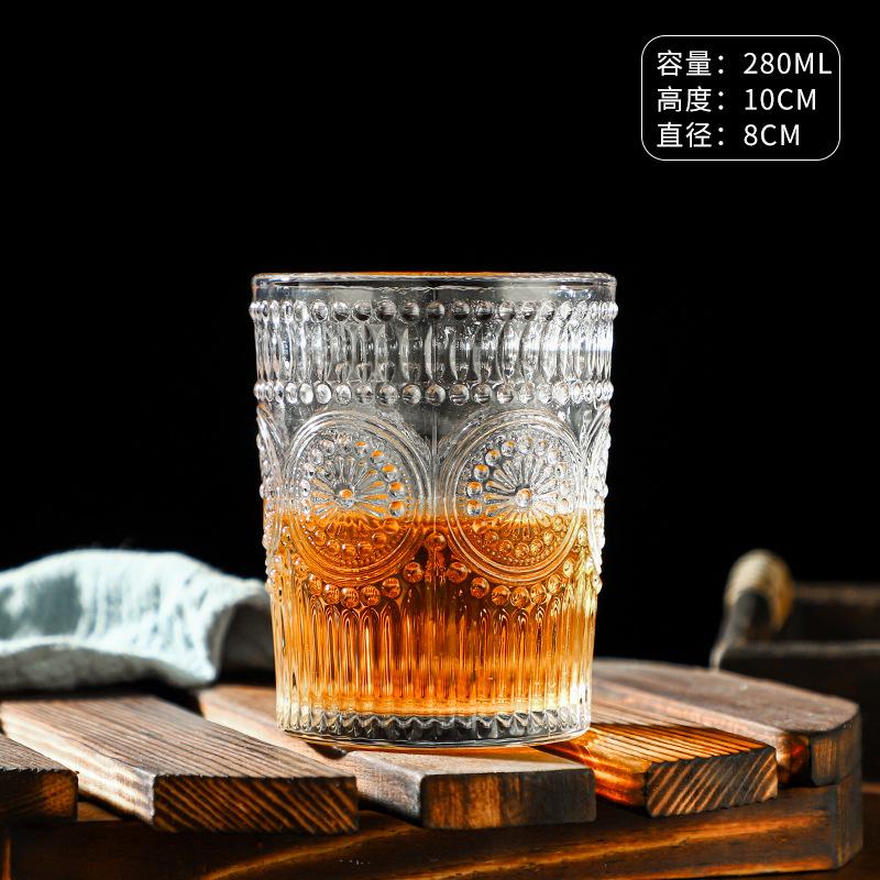 

Vintage Relief Glass Cup Wine Coffee Cocktail Milk Juice Drinking Transparent Tea Cup Homeworld Kitchen Water Cup 2025 New cup