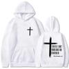 Men's Sweatshirt with Religious Cross Print and Motivational Text Pullover Style Autumn Fashion Casual Hooded Sweatshirt