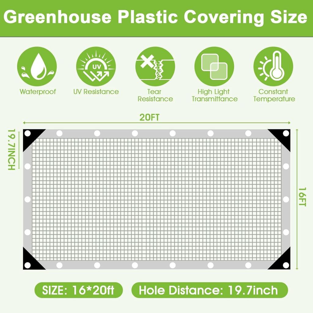 Clear Plastic Tarps Heavy Duty Waterproof 4x8 FT,Green House Plastic Covering Sheeting,UV Resistant Greenhouse Cover Clear Tarp with Grommets