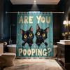 1Pc Cute Cat Text Printed Waterproof Shower Curtain Partition Privacy Hanging Curtain, 12 Hooks, Multiple Sizes