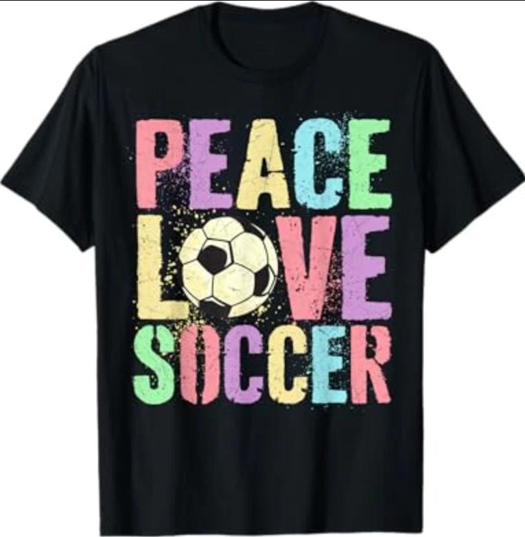 Retro Peace Love Soccer Score Club Mom Game T-Shirt S