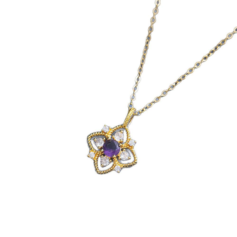 European American Zircon Sapphire Pendant Women's Clavicle Necklace