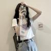 Spice Girl T-shirt Summer Korean Version of the New Love Printing Slim and Thin Short Models, Careful Machine Short-sleeved Top Women