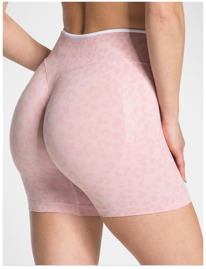 Leopard Print High-Waisted Seamless Yoga Shorts - Women's Fitness & Tummy Control Running Shorts