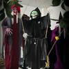 Halloween Hanging Swinging Skeleton Couple & Doll Girl Creepy Grim Reaper with Sound & Light Up Eyes Haunted House Decorations
