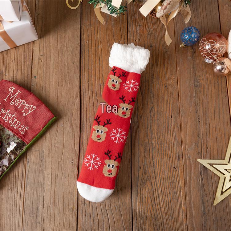 Women's Winter Christmas Stockings: Cozy Mid-Calf Snow Socks with Velvet, Perfect for Home Sleeping