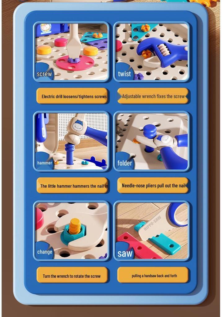Kids' Pretend Play Repair Tool Box with Electric Drill and Screws