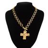Punk Big Cross Pendant Necklace for Women Hip Hop OT Buckle Chain Grunge Goth Jewelry Gifts
