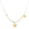 18k Gold Electroplated Clavicle Chain Necklace with Starfish and Small Fish Pendant