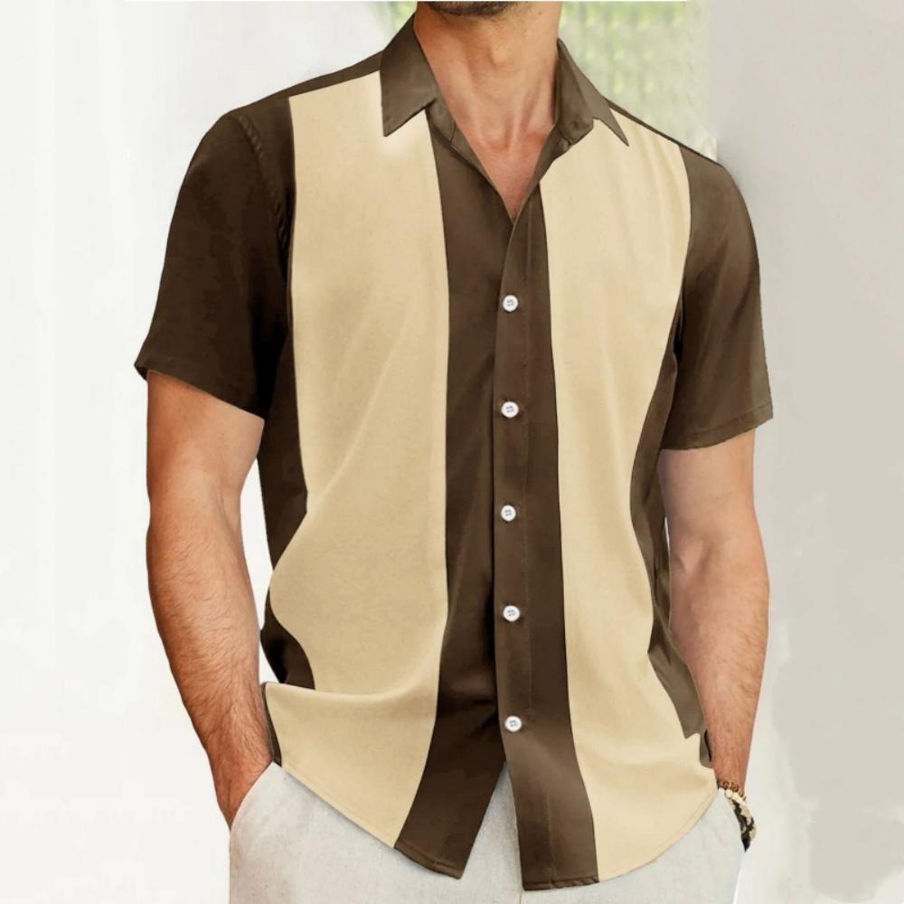 Men's Stripes 3D Printed Shirt Contrast Color Casual Hawaiian Beach Shirt Men's Simple Business Casual Fashion Top Men Clothing