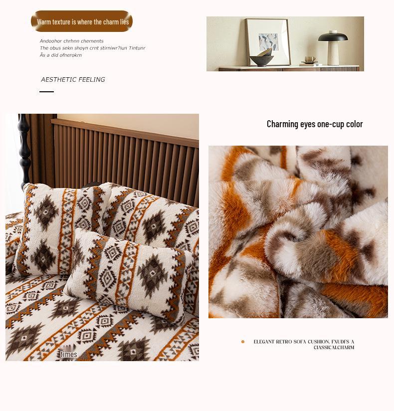 Bohemian Plush Sofa Cushion - Non-Slip, Winter-Ready, Thickened Cover 2025
