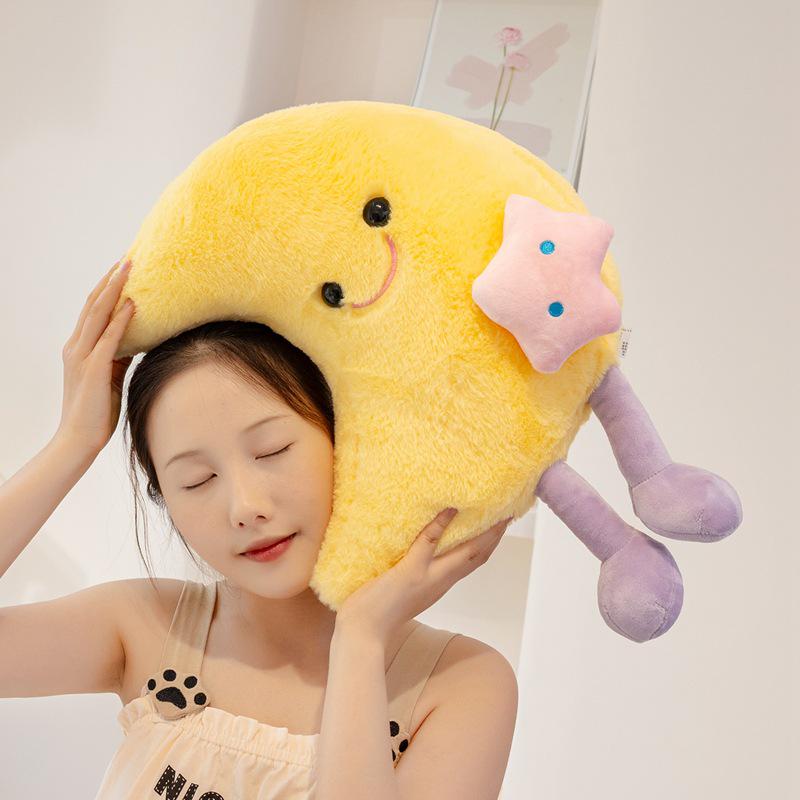 Cartoon Cloud Moon Plush Pillow: Cute Sofa Cushion & Children's Room Decoration