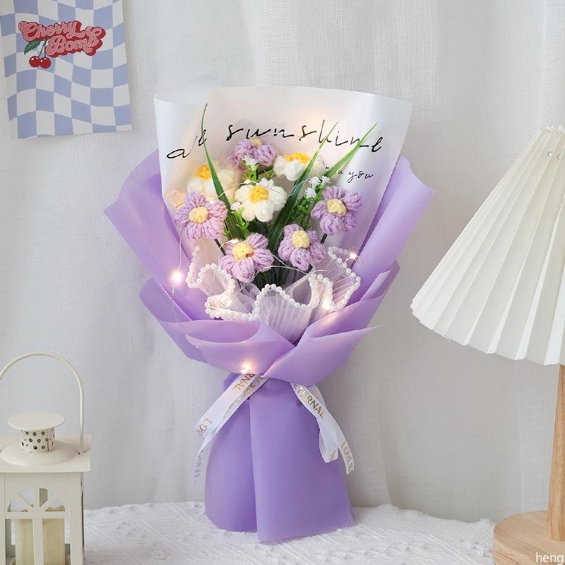 Artificial Flower Crochet Bouquet Eternal Flowers Valentine's Day Graduation Bouquet Wedding Guest Gift New Year Bouquet Flowers