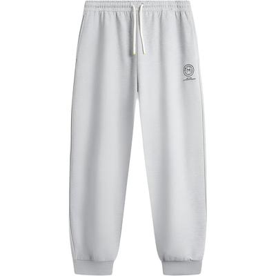 Calças Esportivas Casuais Simples Confortáveis Versáteis de Cor Sólida com Cordão e Punho de Tricô Solto Masculinas bottoms Flor-Cinza Cinza-Claro AKLV371-4