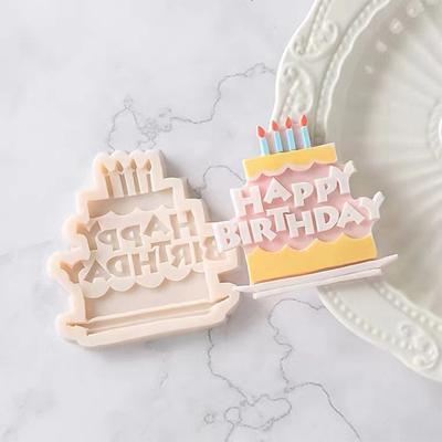 Silikonform „Happy Birthday“, englisches Alphabet, 3D-Form, für Schokoladenkuchen, Dekorationswerkzeug