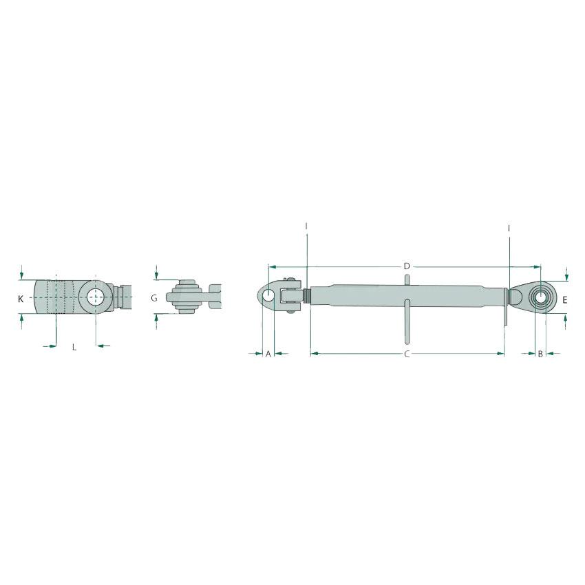 Upper central link 575-810mm M36x3 Cat. 3-2 P. ball fork