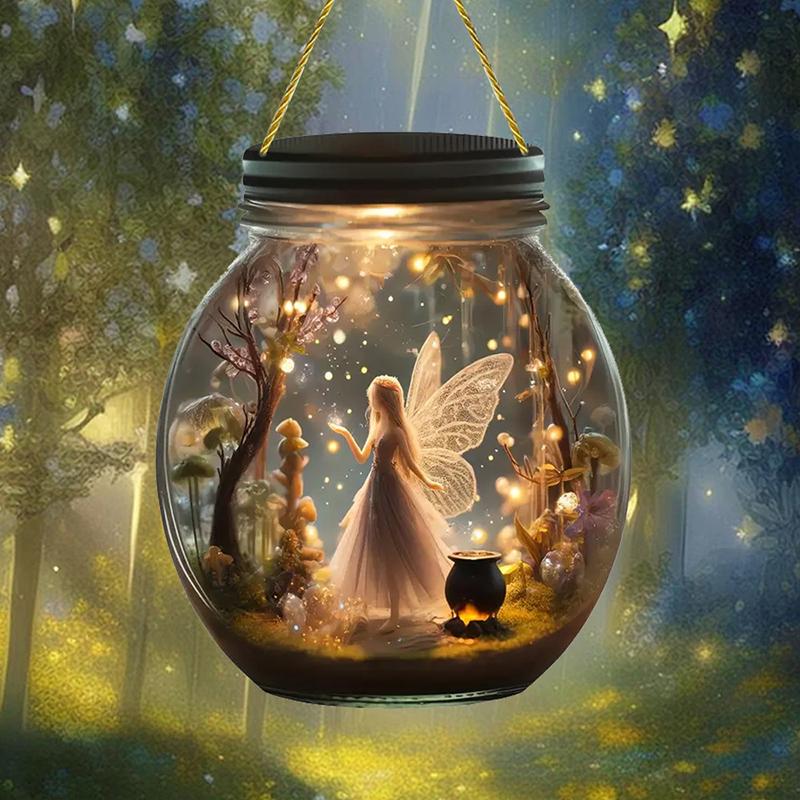 Boho Fee Solar Glas Hängeschild Verzauberter Wald Themen Acryl Dekoration Für Wohnzimmer Ideales Geschenk Für Fantasy-Enthusiasten