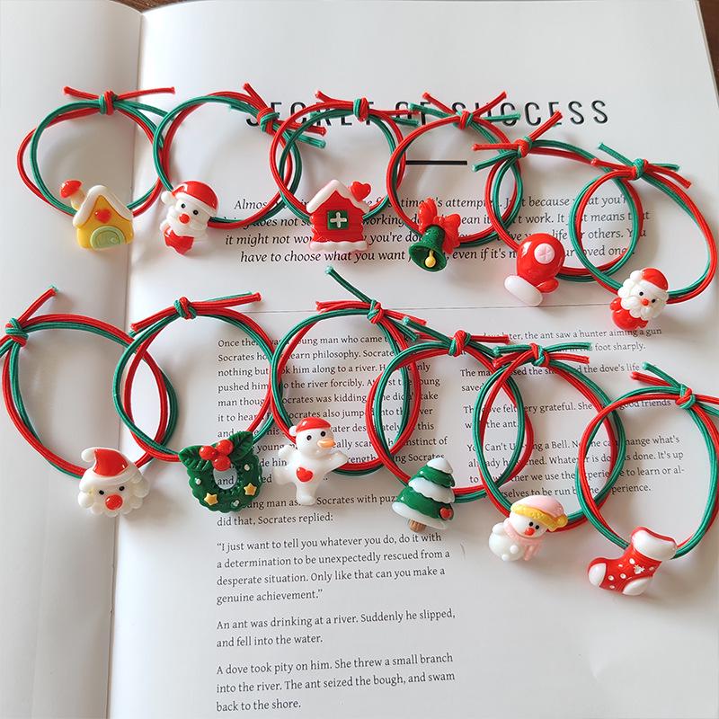 2024 Christmas Santa & Reindeer Hair Ties - High Elasticity (2-Pack)