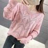 Summer Knit Top Long Sleeve Cropped Plain Pullover Women Jumper Knitwear Spring Summer Basic Outfit