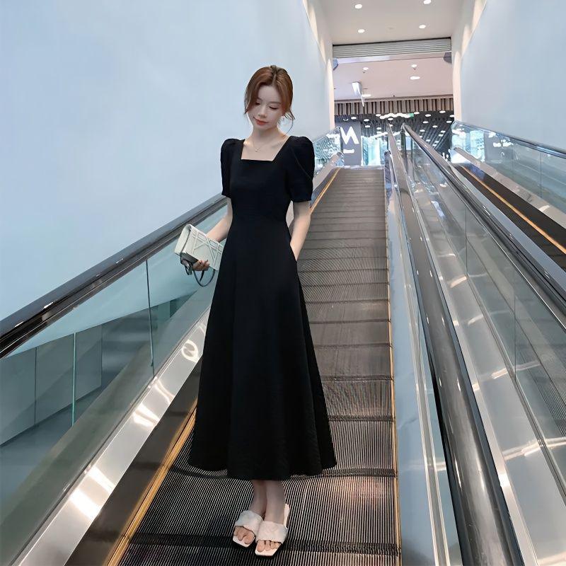 

2022 Summer French Style Black Dress for Women – Elegant, Slimming, High-End S