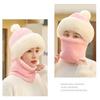 Women Winter Hat with Integrated Scarf Cold-proof Front Cover Thick Plush Warm Full Protection Outdoor Cycling Travel Cold Weather Cap