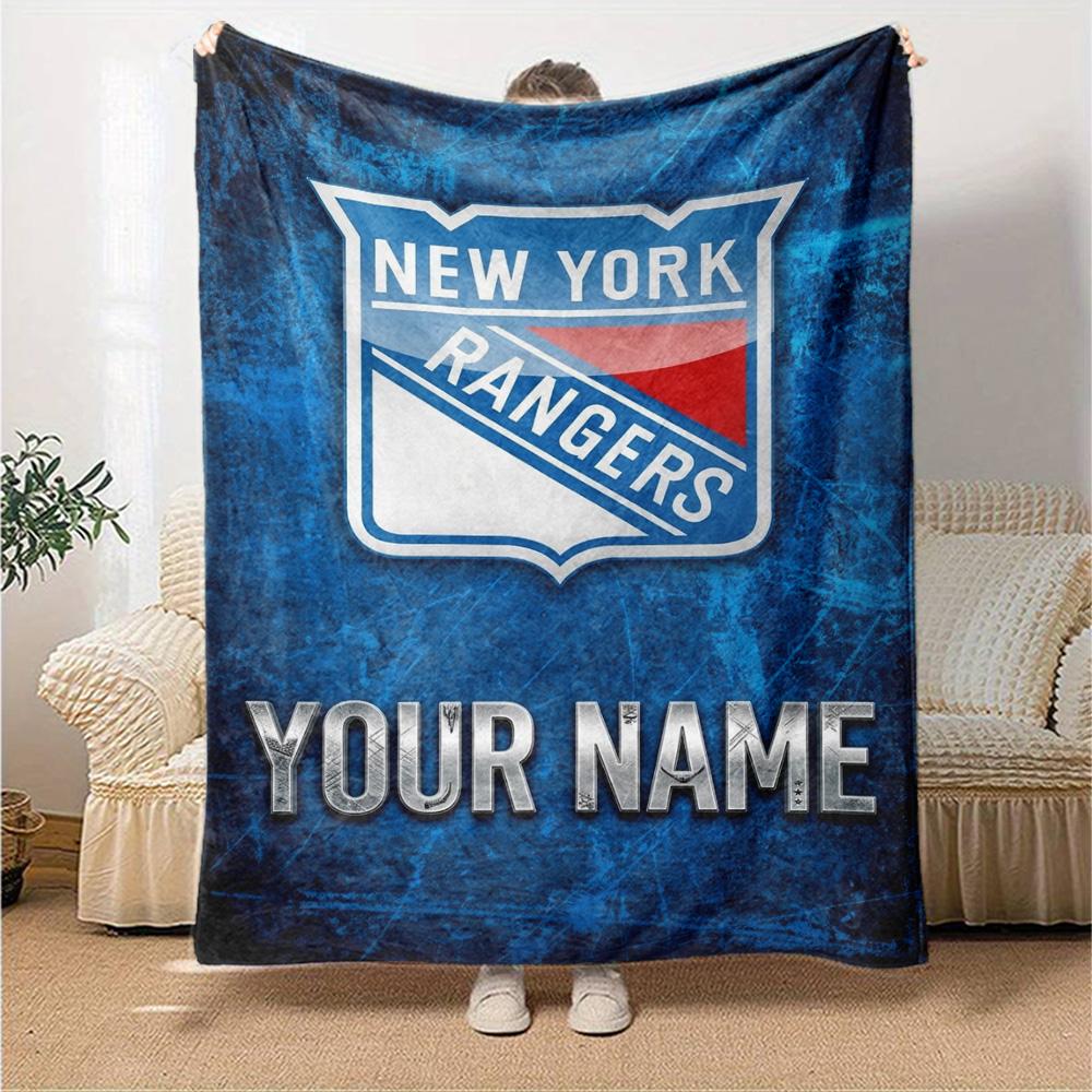 Name Custom New York Rangers Print Flannel Blanket High Quality Warm Comfortable Cover for All Seasons Perfect for Gifts Home Decor