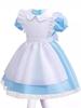 Alice In Wonderland Blue & White Maid Costume with Headband - Girls' Birthday Princess Dress