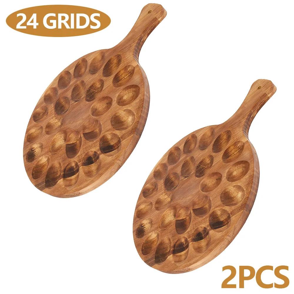 Dřevěný kulatý servírovací podnos na vejce, charcuterie deska, multifunkční držák na plněná vejce, velkokapacitní talíř do kuchyně, lednice