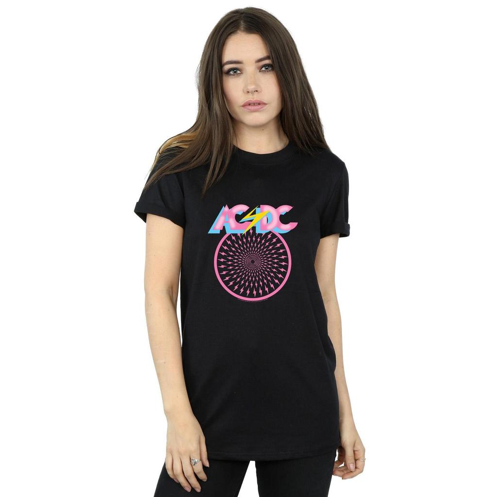 ACDC Womens/Ladies Flash Circle Cotton Boyfriend T-Shirt