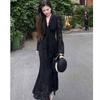 Women's V-Neck Lace Flare Long Sleeve Dress - Slimming Spicy Girl Style, New Autumn/Winter Collection